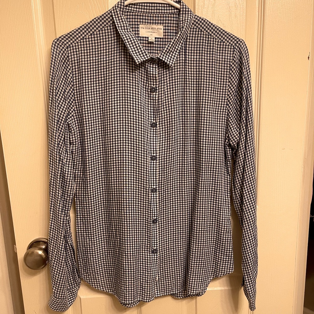 The Blue Shirt Shop Mercer & Spring New York Blue White Check Button Down Sz S